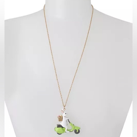 Betsey Johnson Bunny Vespa Pendant Slider Necklace - Picture 3 of 4